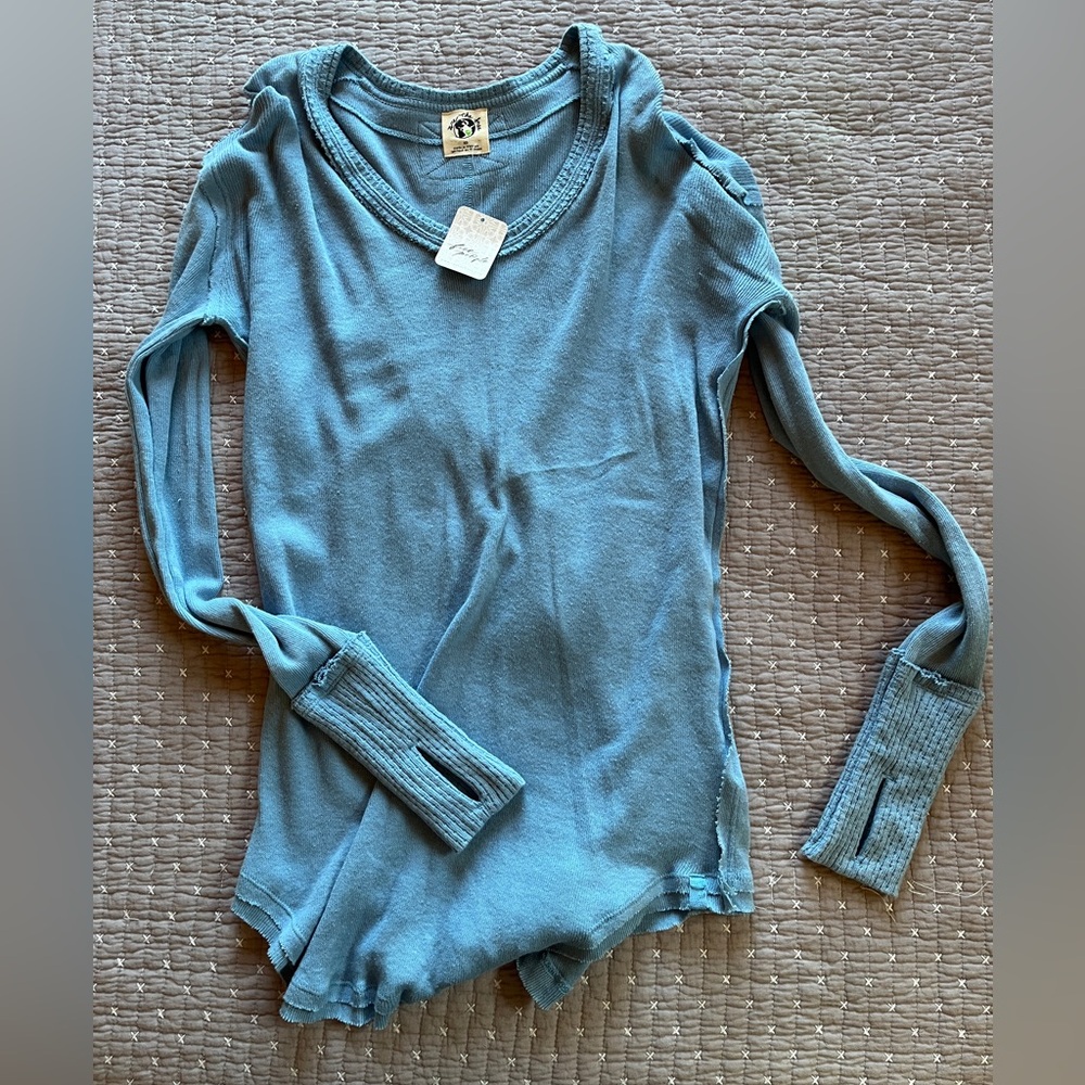 We The Free Sky Blue Slouchy Soft Tunic Shirt, Brand New With Tags